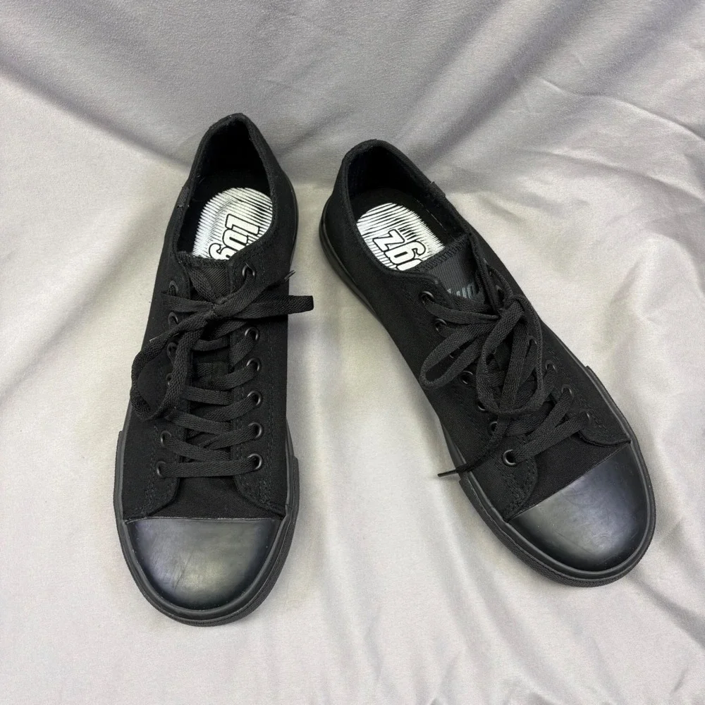 Lugz Mens Black Canvas Low Top Sneakers Lace Up Casual Shoes Size 8
